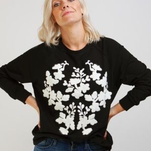 Floral Embroidered Lightweight Crewneck Sweatshirt